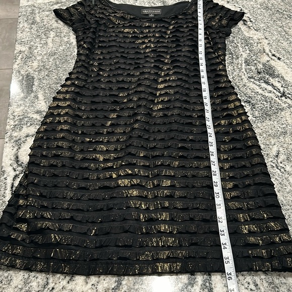 Connected apparel, Size 12 black and gold frills dress with built in slip. - Picture 8 of 11